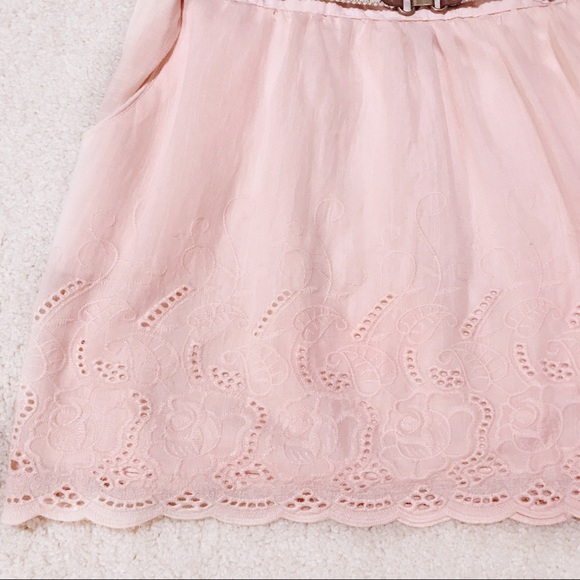 Blush Eyelet Skirt With Belt - Picture 3 of 4